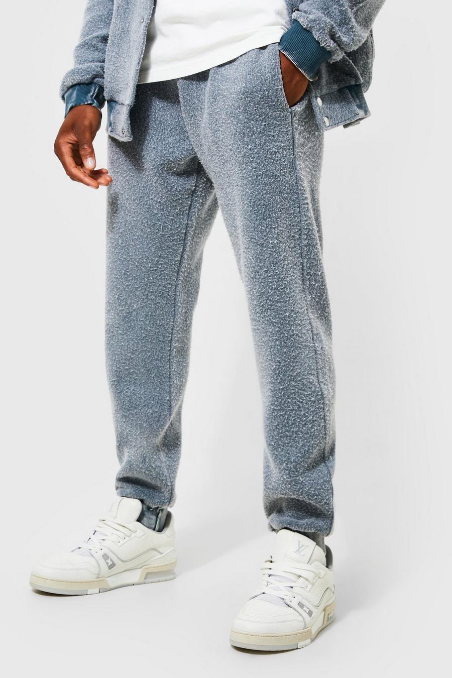 Pantalón deportivo ajustado de forro polar desteñido, Slate blue image number 1