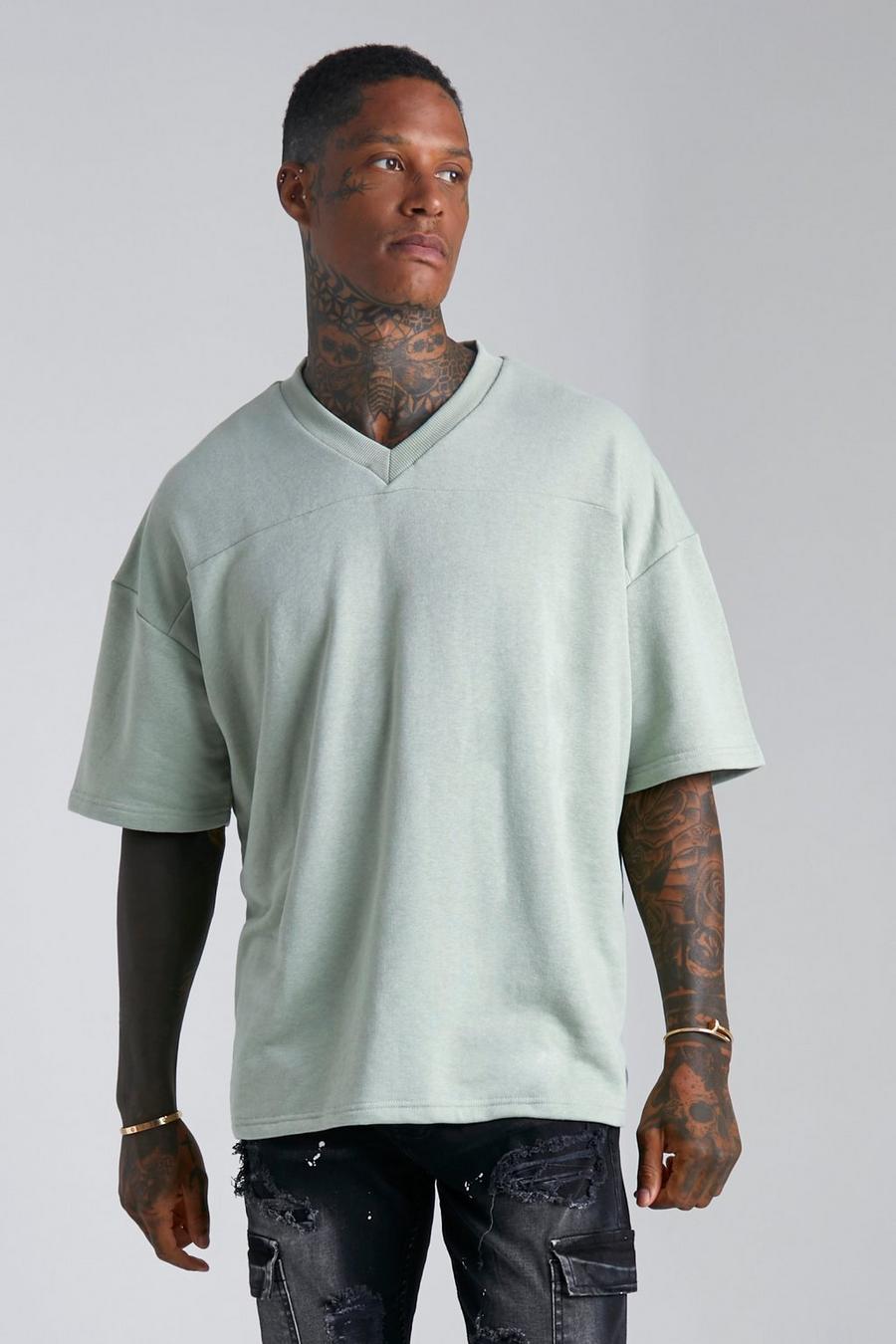 Sage vert Loopback Football Short Sleeve T-shirt