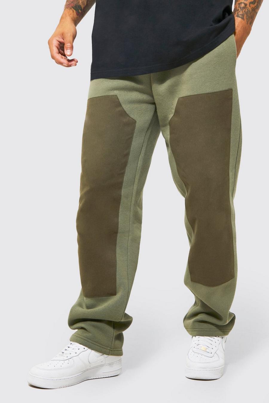 Olive Relaxed Jogger With Twill Panel Detail image number 1