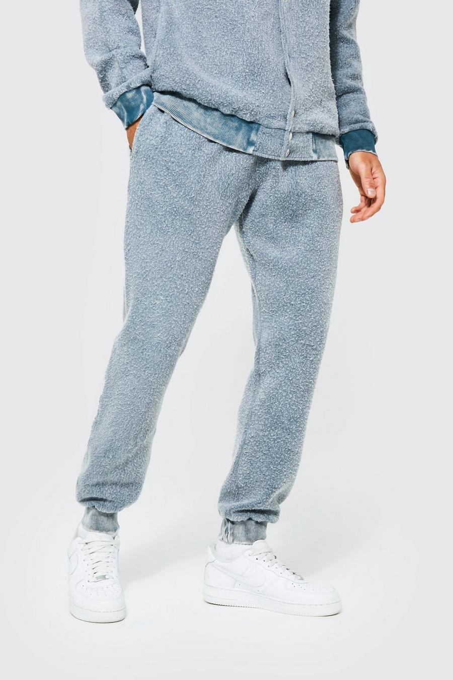 Pantaloni tuta Slim Fit slavati con interno in fleece, Grey grigio