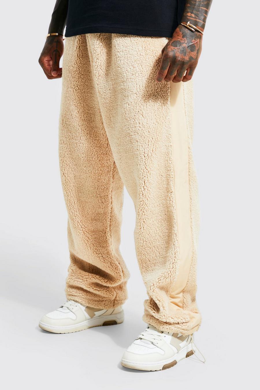 Sand Loose Borg With Nylon Side Panel Jogger image number 1