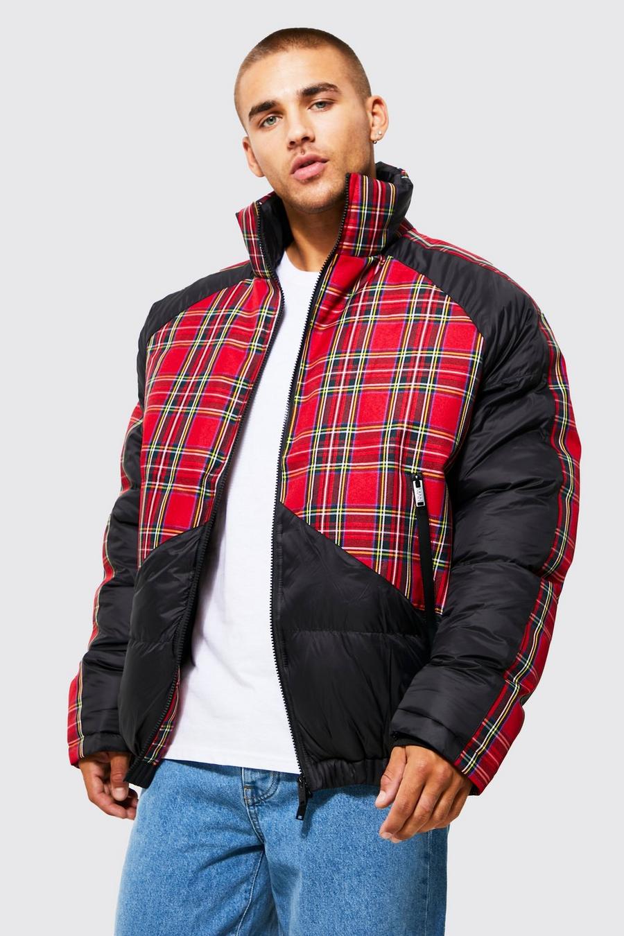 Red Check Panel Puffer image number 1