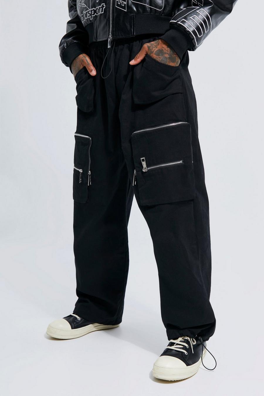 Pantalón cargo de sarga ancho, Black nero image number 1