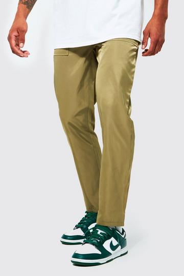 Fixed Waist Slim Fit Cropped Trouser olive