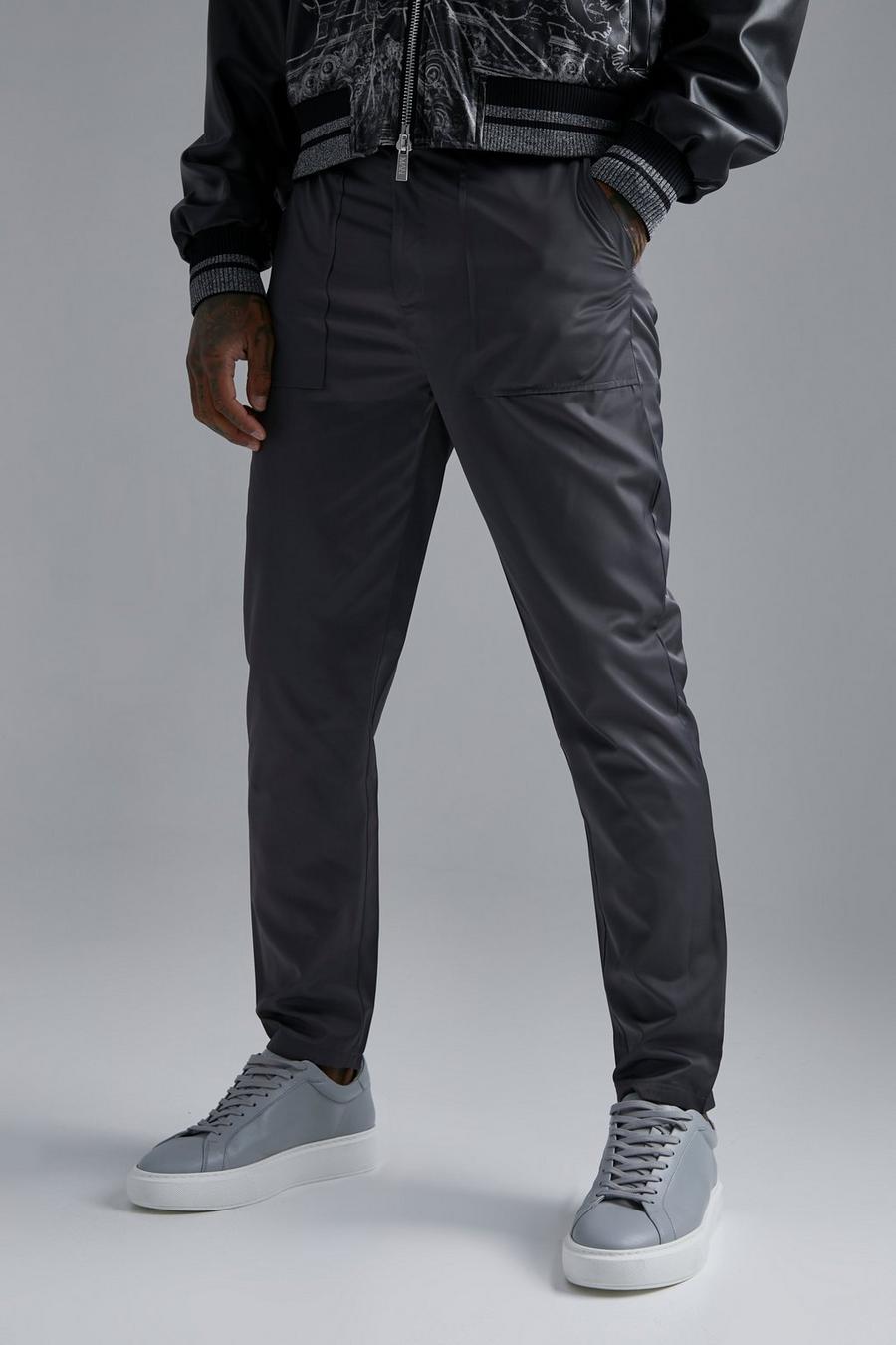 Dark grey gris Fixed Waist Slim Fit Cropped Trouser image number 1