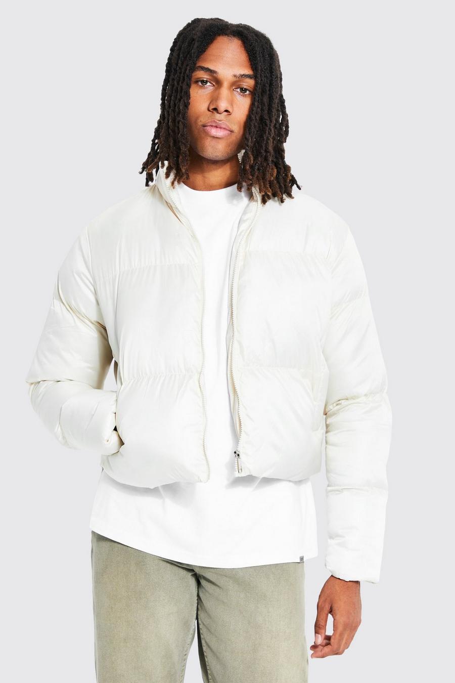 Ecru white Boxy 3 Panel Puffer Jacket