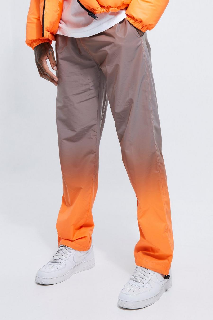 Orange Elastic Waist Straight Ombre Reflective Trouser image number 1