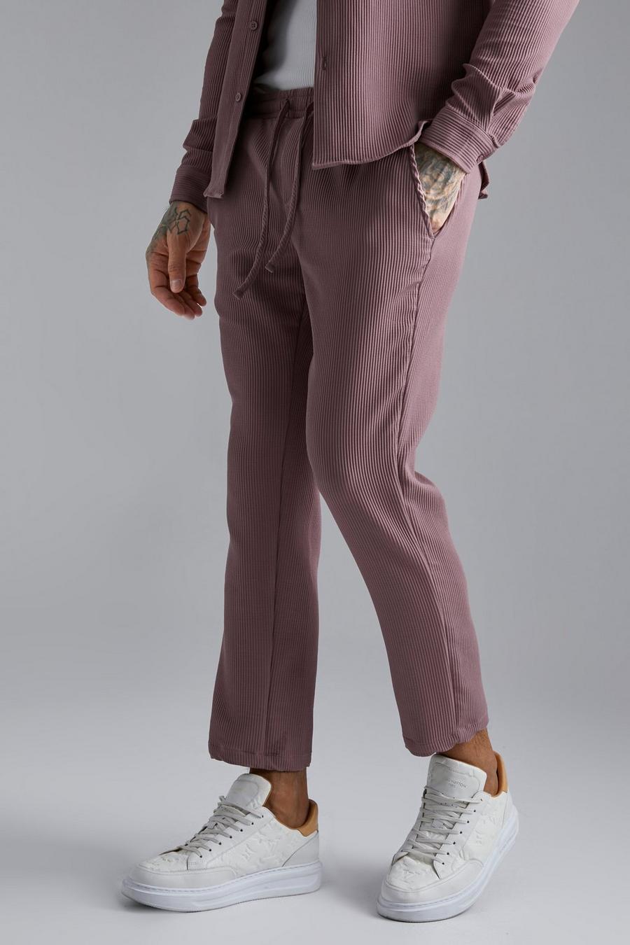 Mauve lila Slim Pleated Crop Trouser image number 1