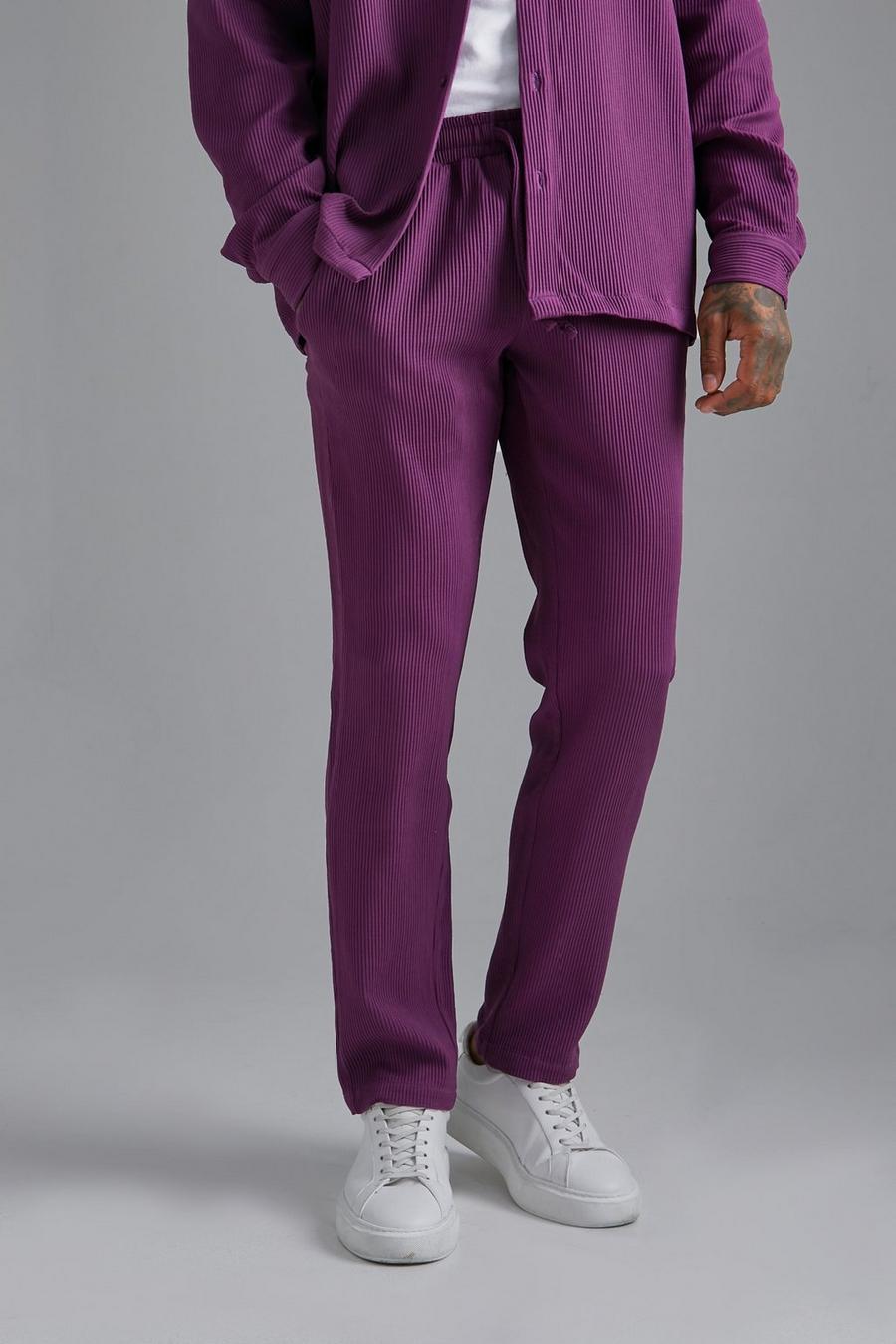 Purple Slim Pleated Trouser image number 1