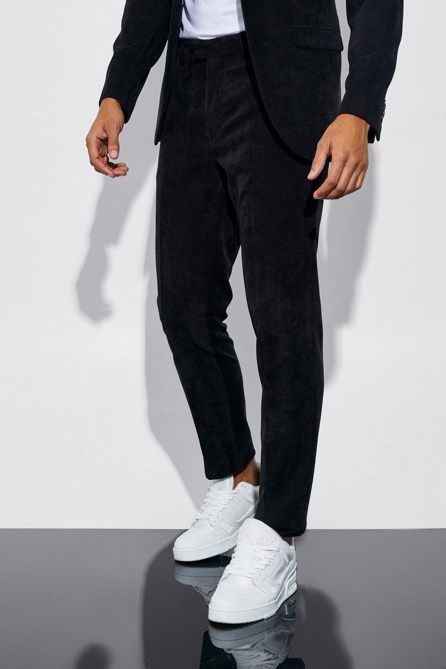 שחור מכנסי חליפה קורדרוי בגזרת סקיני image number 1