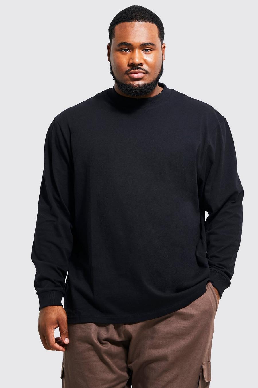 Black Plus Oversize Heayweight Long Sleeve T-shirt image number 1