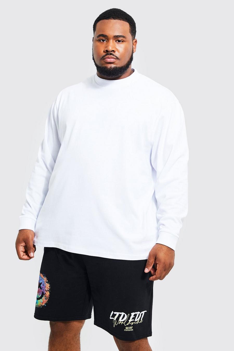 White Plus Oversized Heavyweight Long Sleeve T-shirt image number 1
