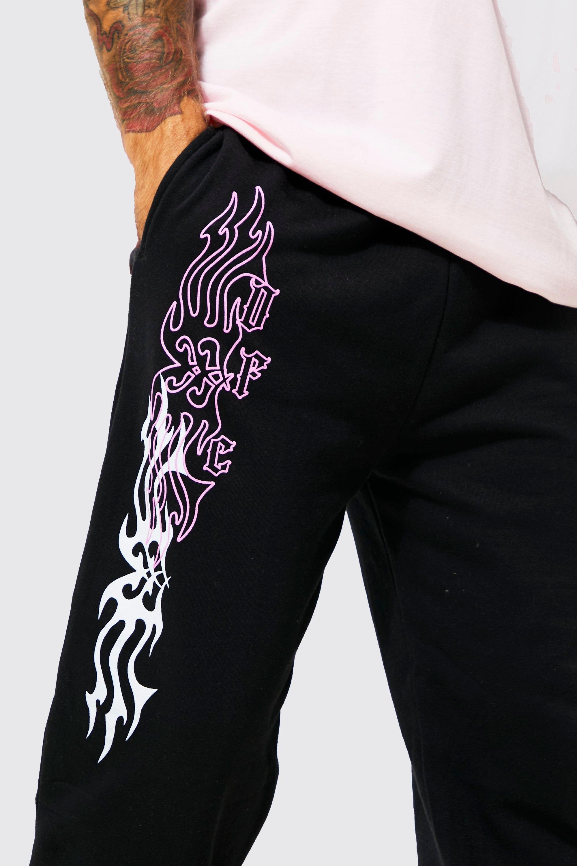 Men s Regular Fit Dragon Graphic Joggers Boohoo UK