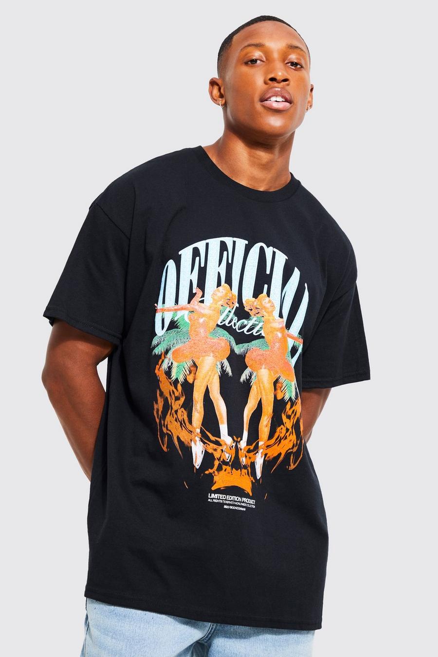 T-shirt oversize con grafica Official Dancere, Black nero image number 1
