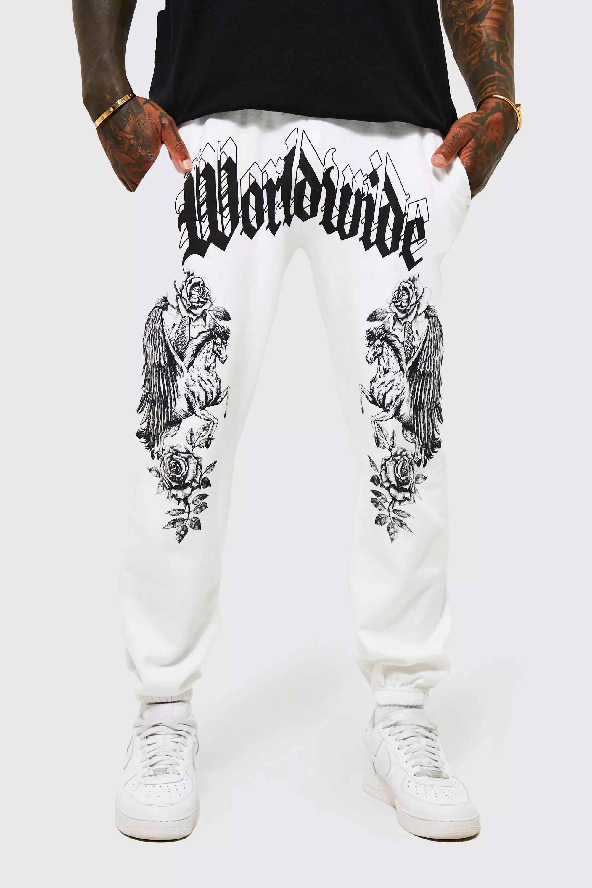 Regular Fit Floral Worldwide Graphic Joggers