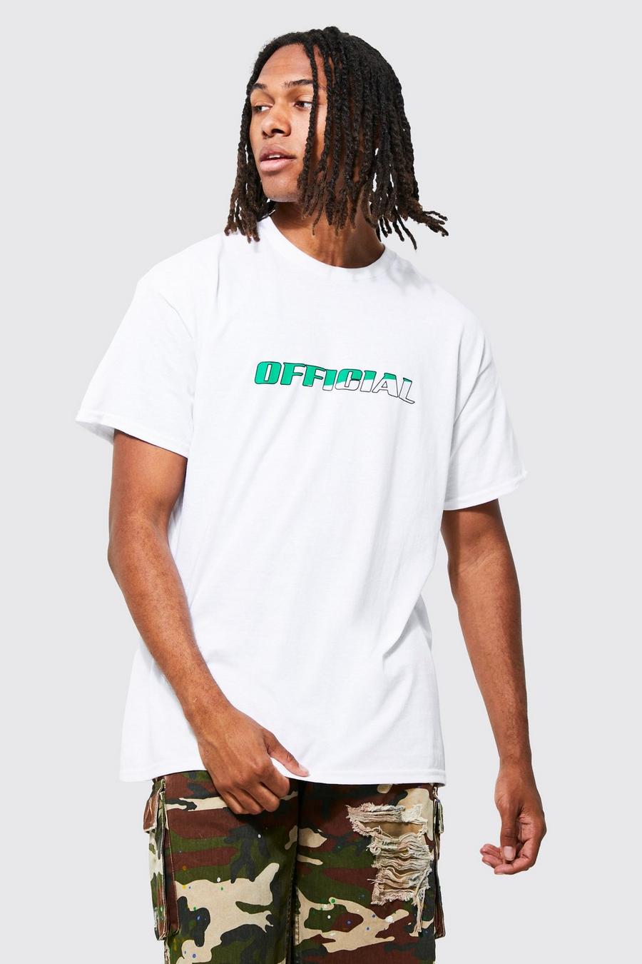 White Oversized Spliced Official T-shirt image number 1