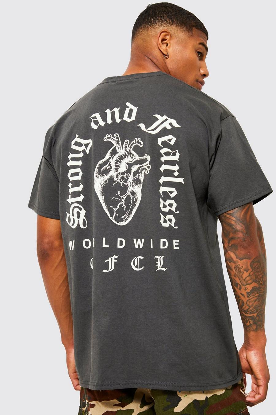 Charcoal Oversized Heart Graphic T-shirt image number 1
