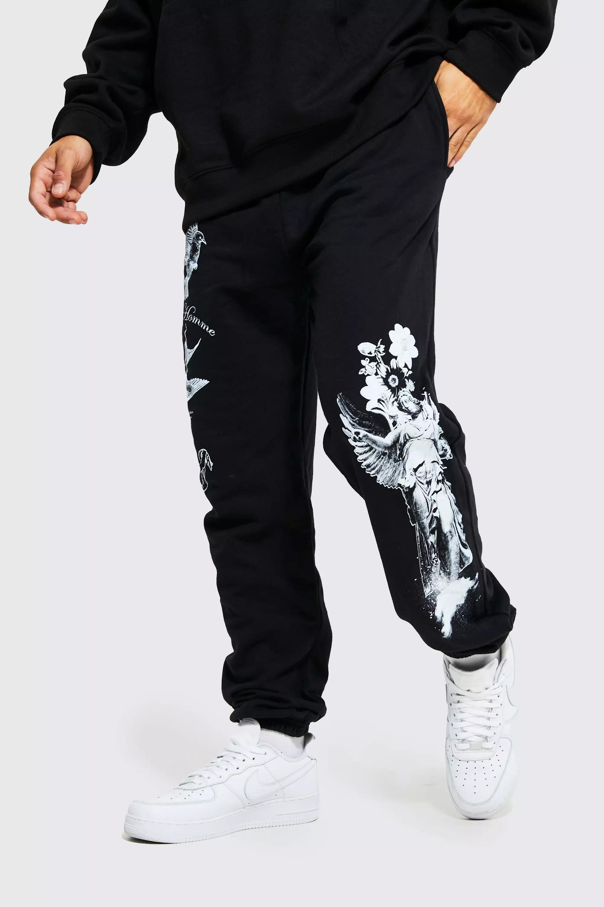 Black Regular Fit Multi Statue Graphic Joggers alternative image
