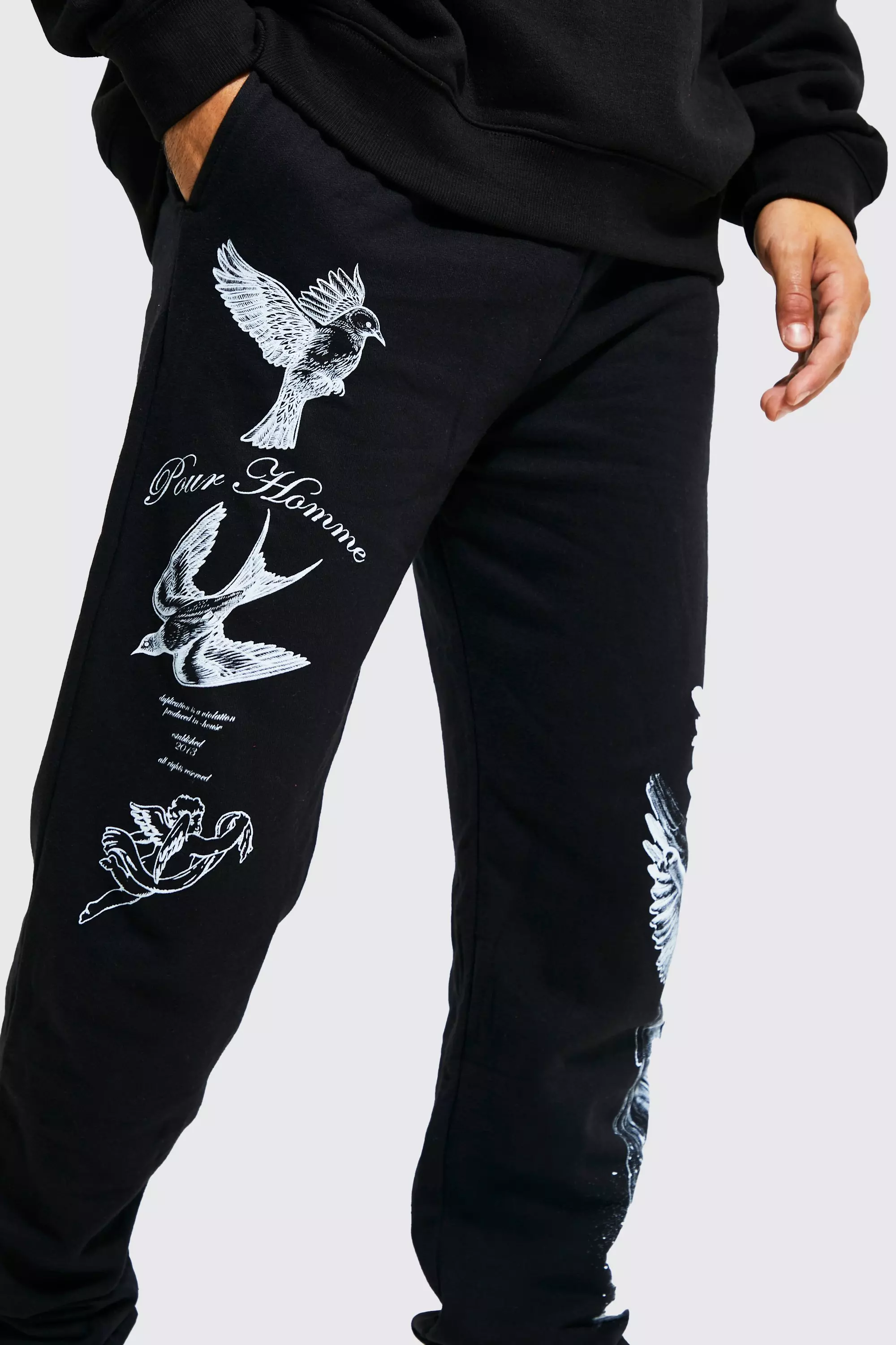 Black Regular Fit Multi Statue Graphic Joggers alternative image