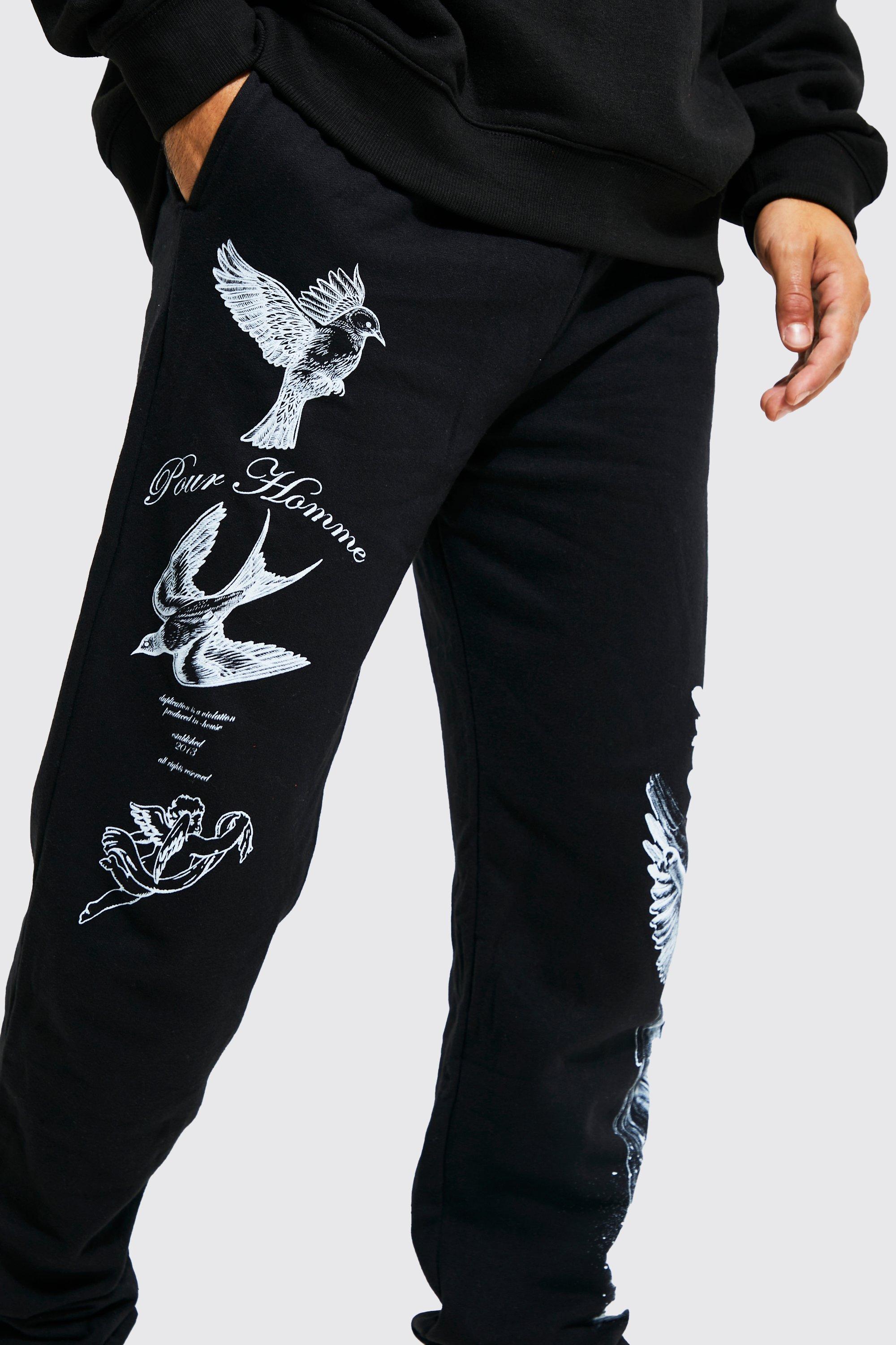 Regular Fit Multi Statue Graphic Joggers | boohoo