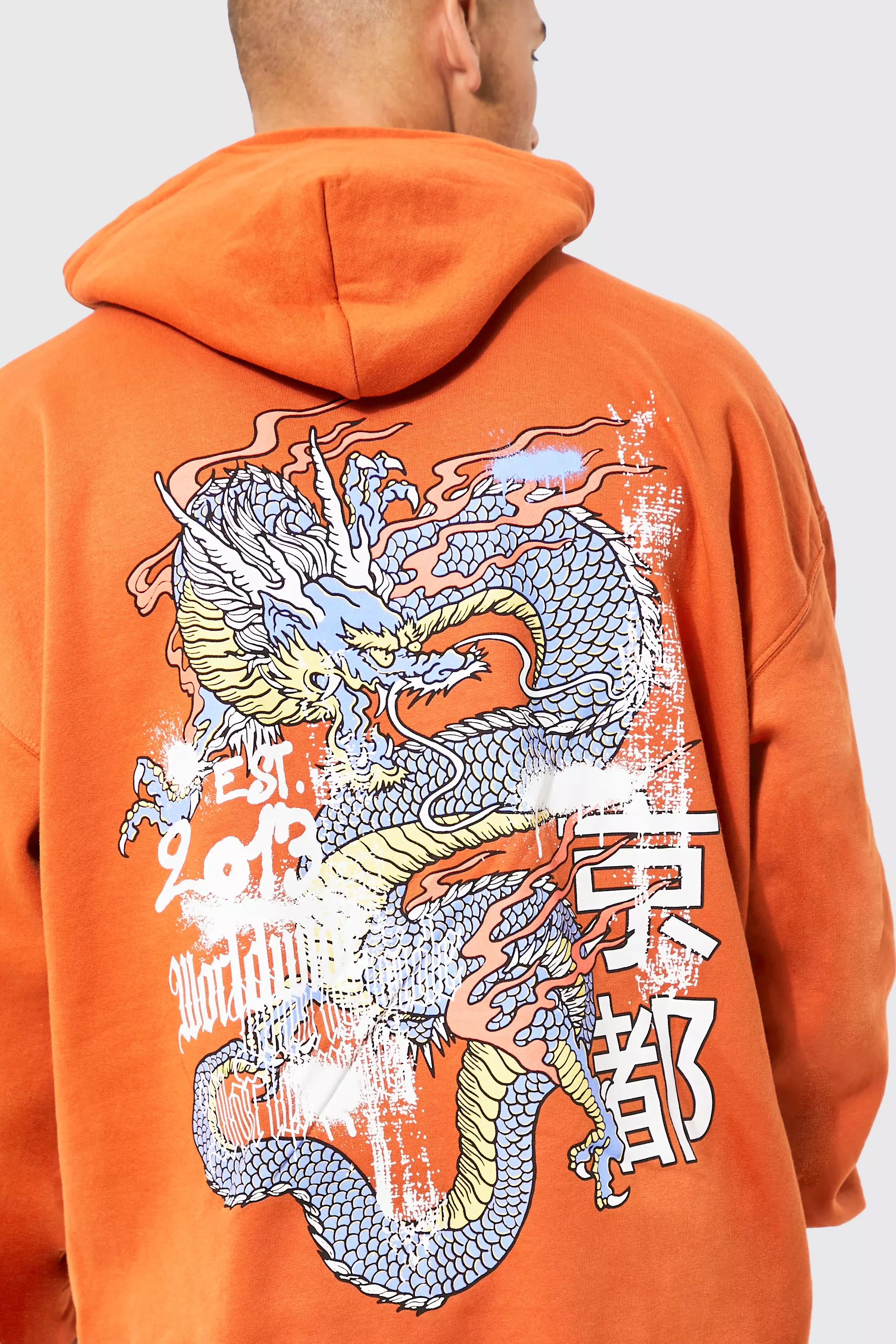 Oversized Dragon Graphic Hoodie