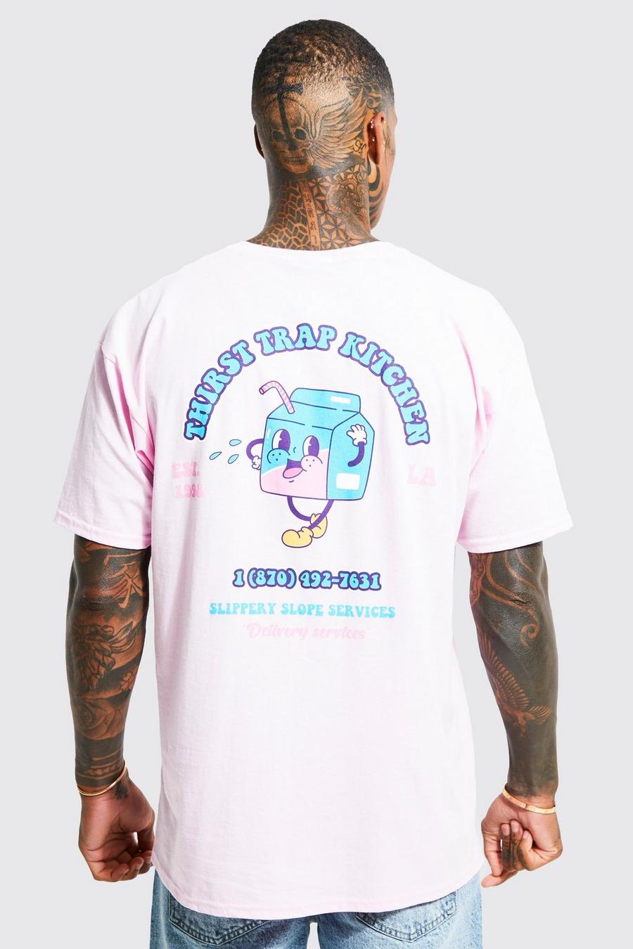 T-shirt oversize con grafica Juice Box, Pink rosa