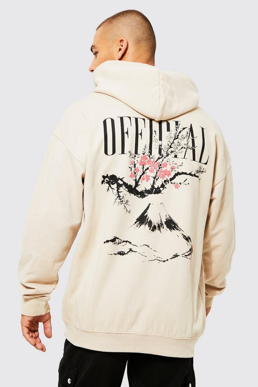 Sand Oversized Official Scenic Print Hoodie image number 1