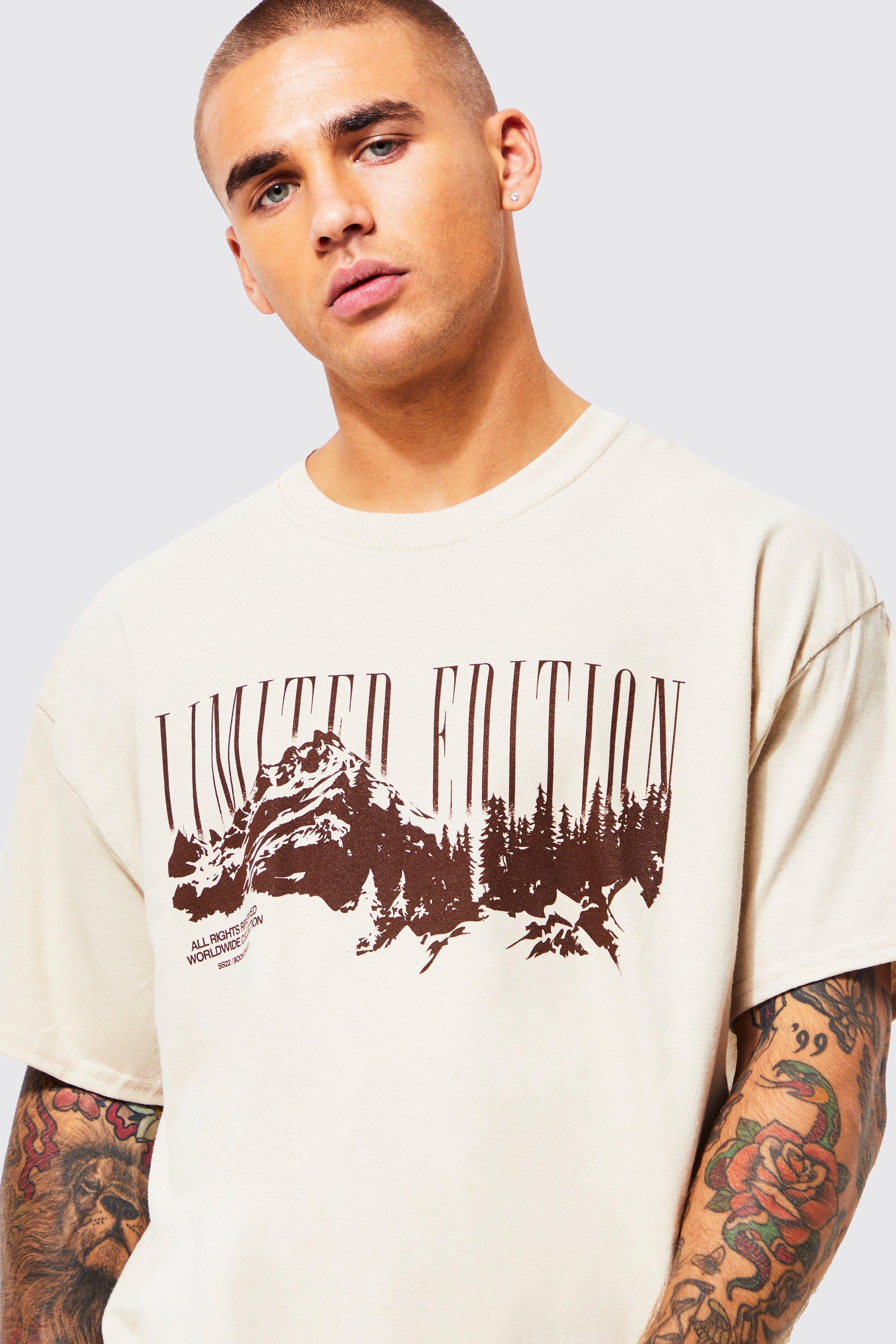 T shirt oversize con grafica di montagna boohoo IT