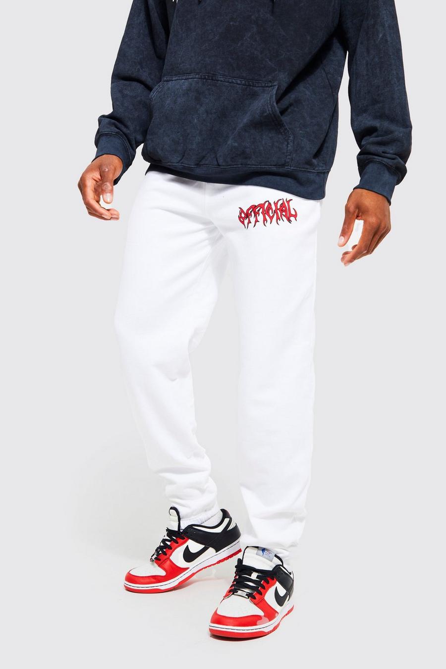 White Regular Fit Offical Text Joggers image number 1