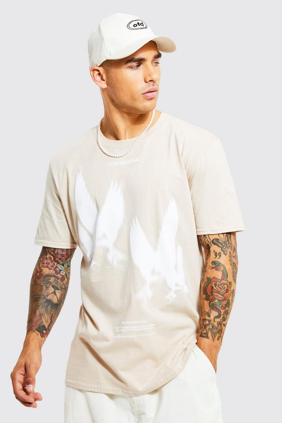 Camiseta con estampado gráfico de paloma, Sand image number 1