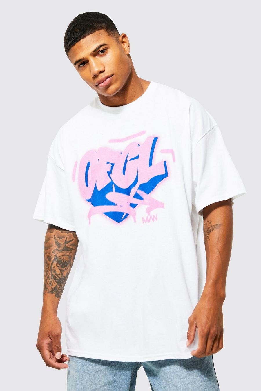 White Oversized Ofcl Graffiti Graphic T-shirt image number 1