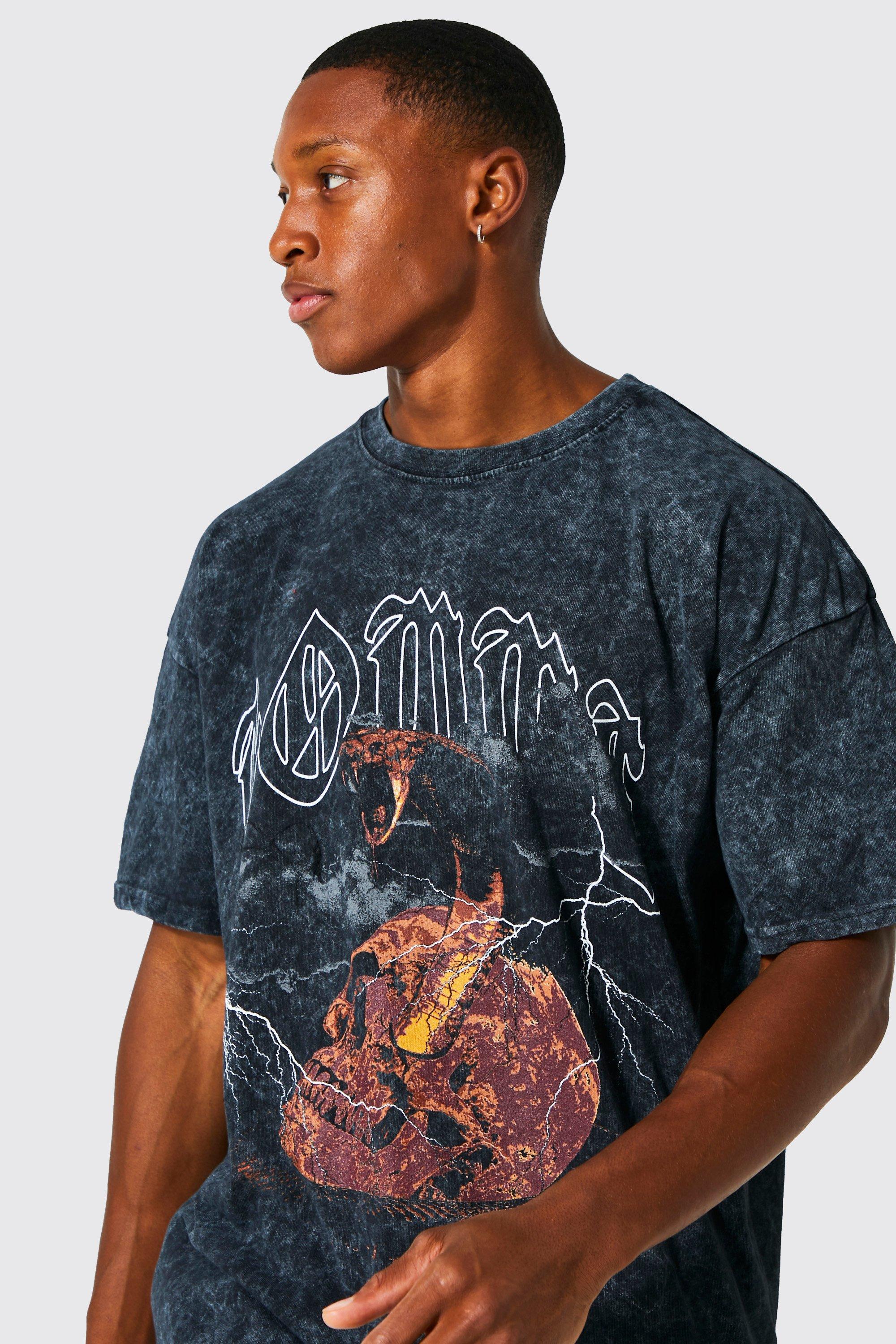 Oversized Ofcl Snake Wash Graphic T-shirt | boohooMAN USA
