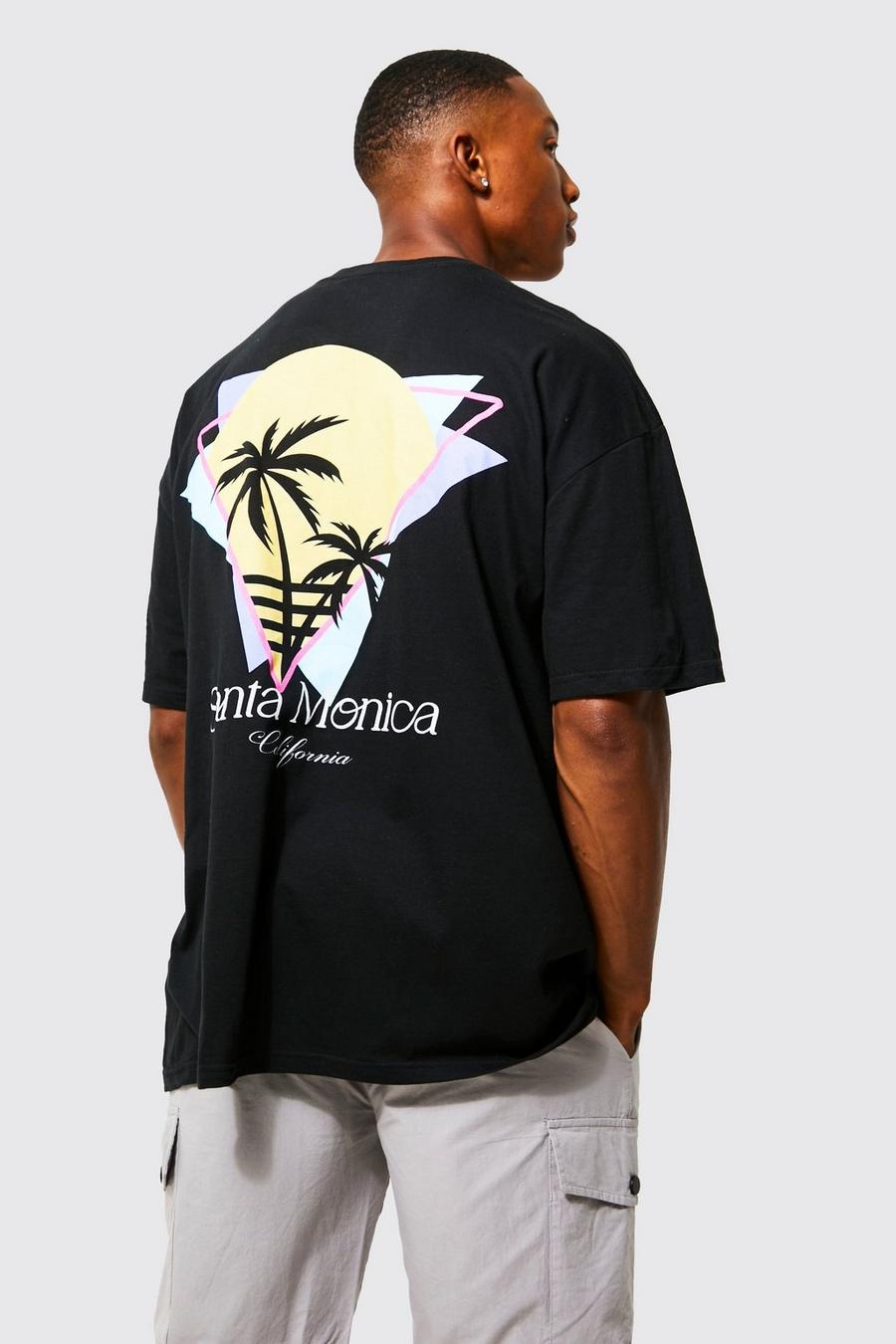 T-shirt oversize con grafica Santa Monica, Black image number 1