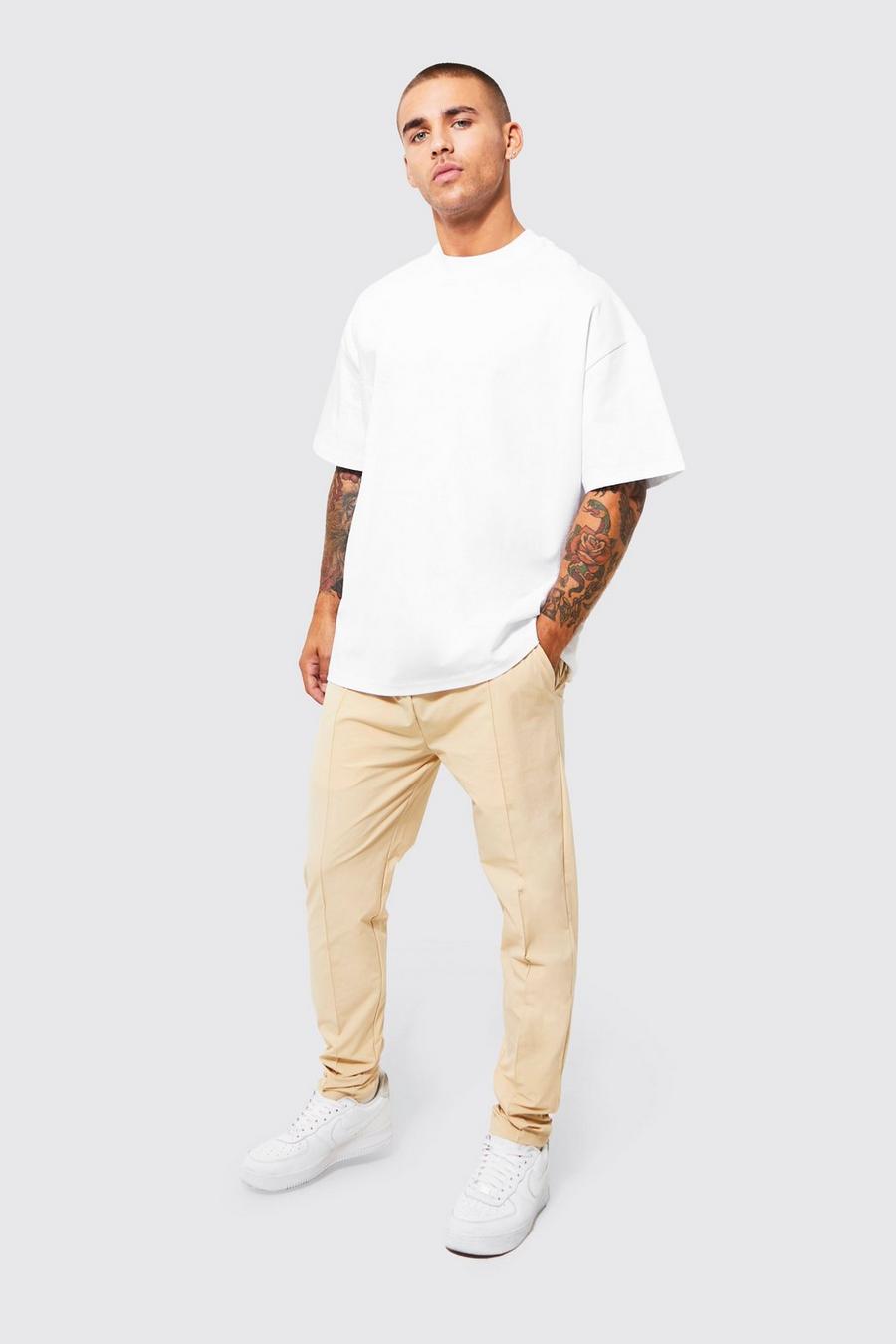 Conjunto de pantalón deportivo de tela y camiseta gruesa, Sand beige image number 1