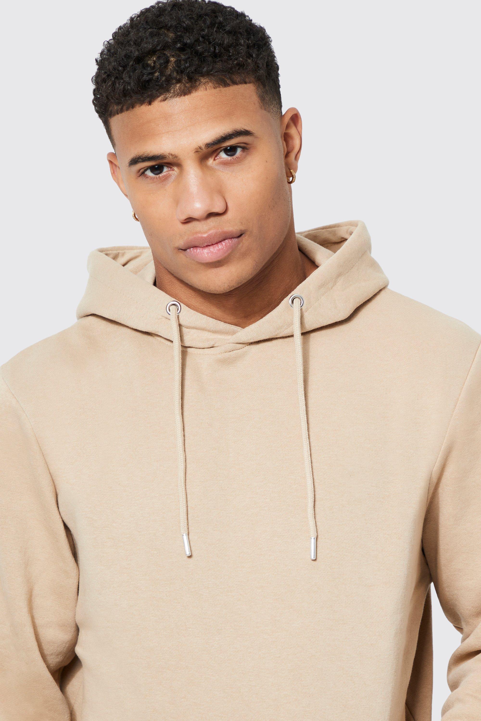 boohooMAN Boxy Fit Zip Through Hoodie - Beige - Size M