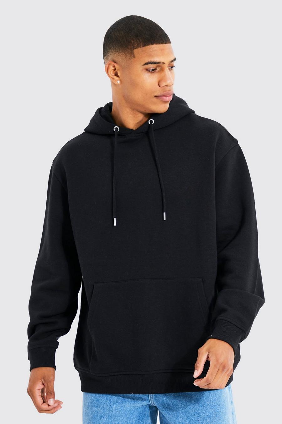 Black Basic Oversized Over The Head Hoodie image number 1