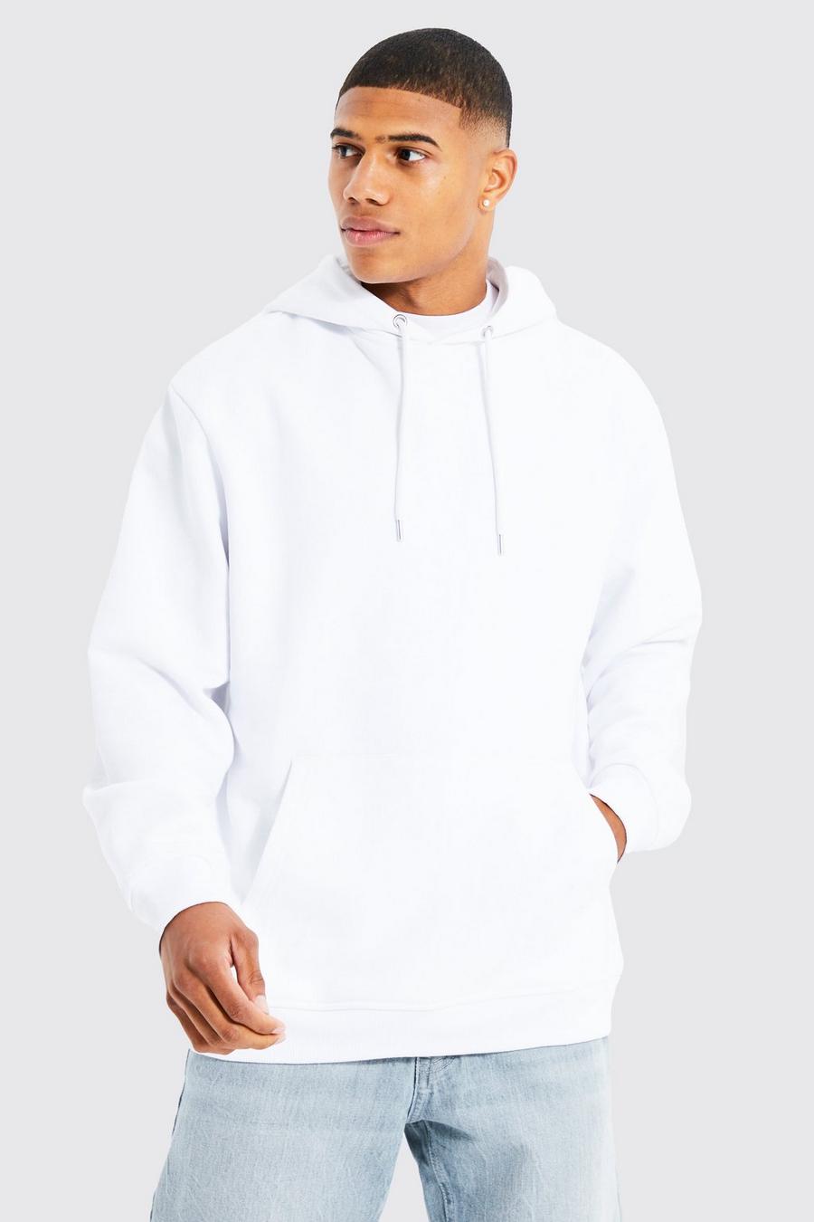 White Basic Oversized Over The Head Hoodie image number 1