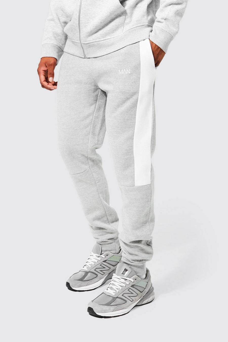 Pantalón deportivo pitillo ligero MAN con panel lateral, Grey marl image number 1