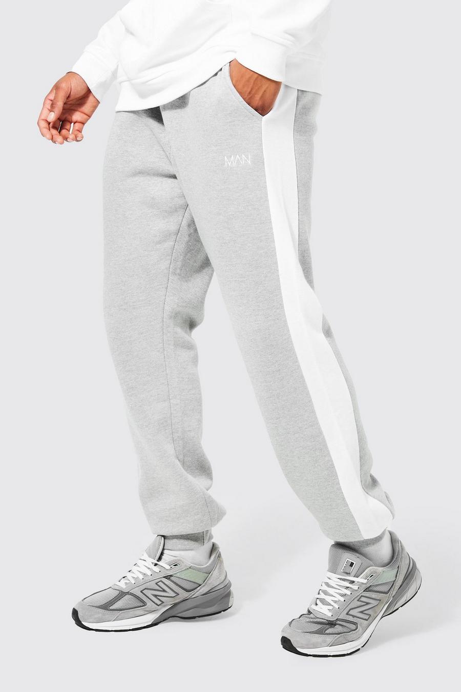 Pantaloni tuta leggeri Man Slim Fit con pannelli laterali, Grey marl grigio