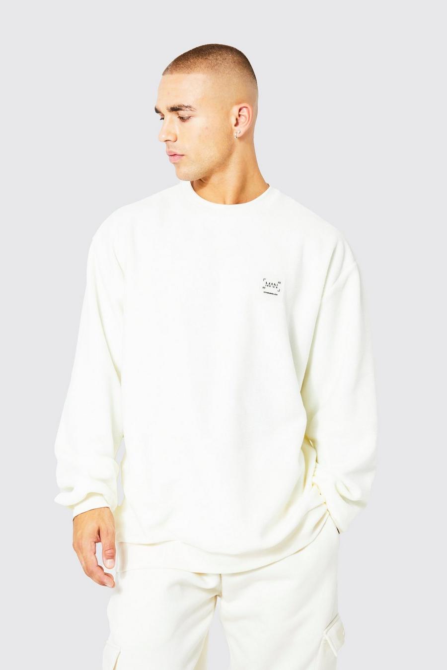 Oversize Sweatshirt aus Polar Fleece, Ecru white