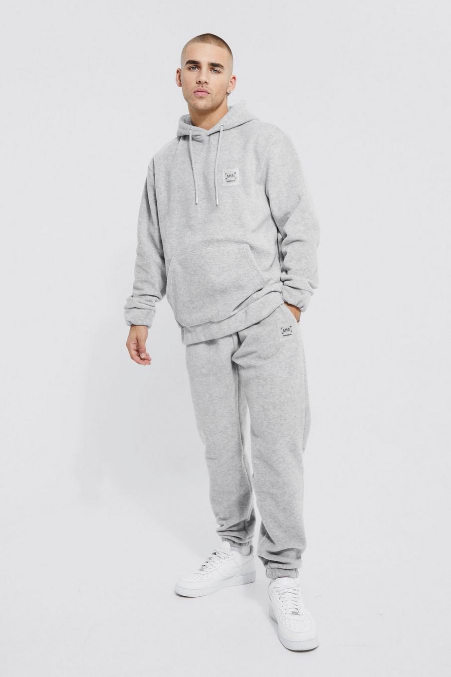 Grey marl Polar Fleece Jogger And Hoodie Tracksuit image number 1