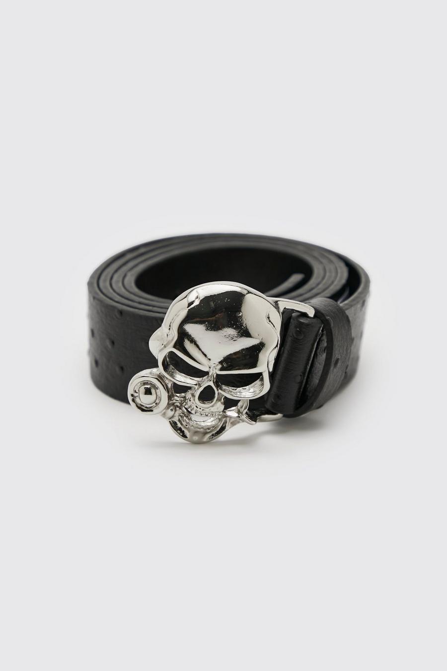 Black Skull Embossed Belt