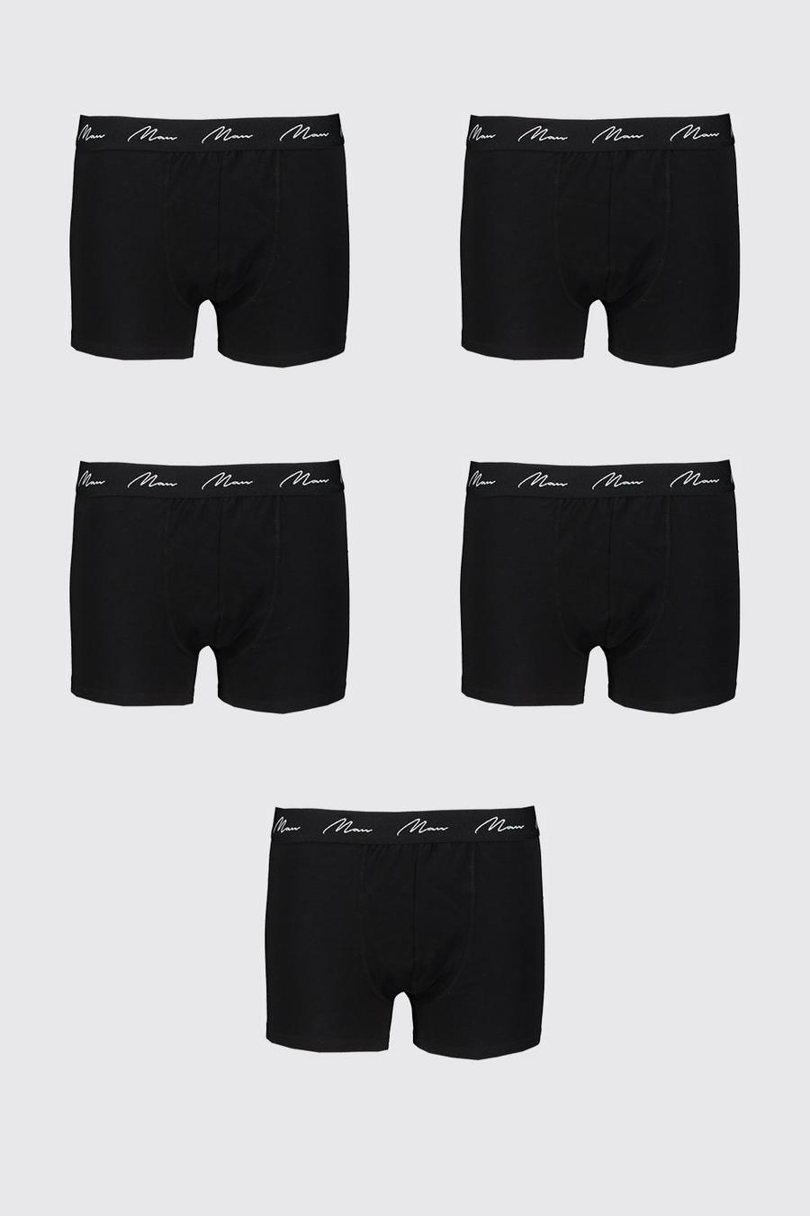 Black svart Plus Size 5 Pack Man Script Boxers image number 1