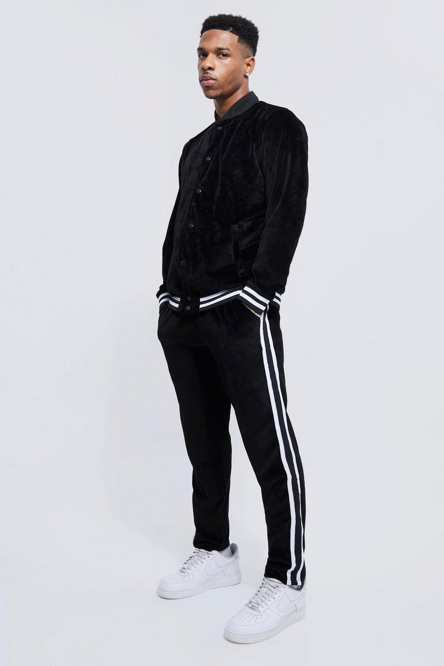 Velour Bomber And Taper Jogger Set | boohoo
