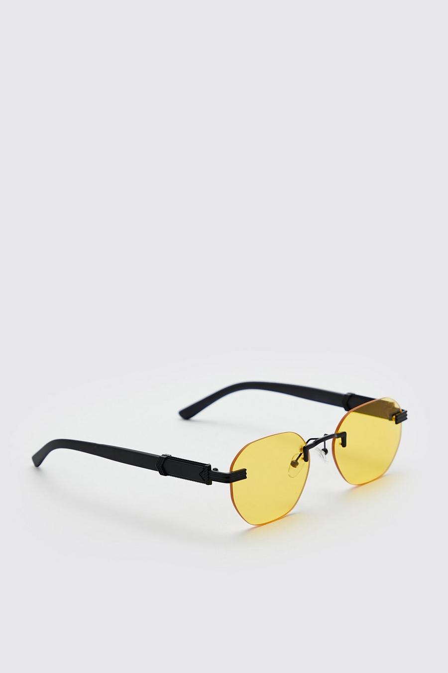 Black Bevelled Hexagon Lens Sunglasses image number 1