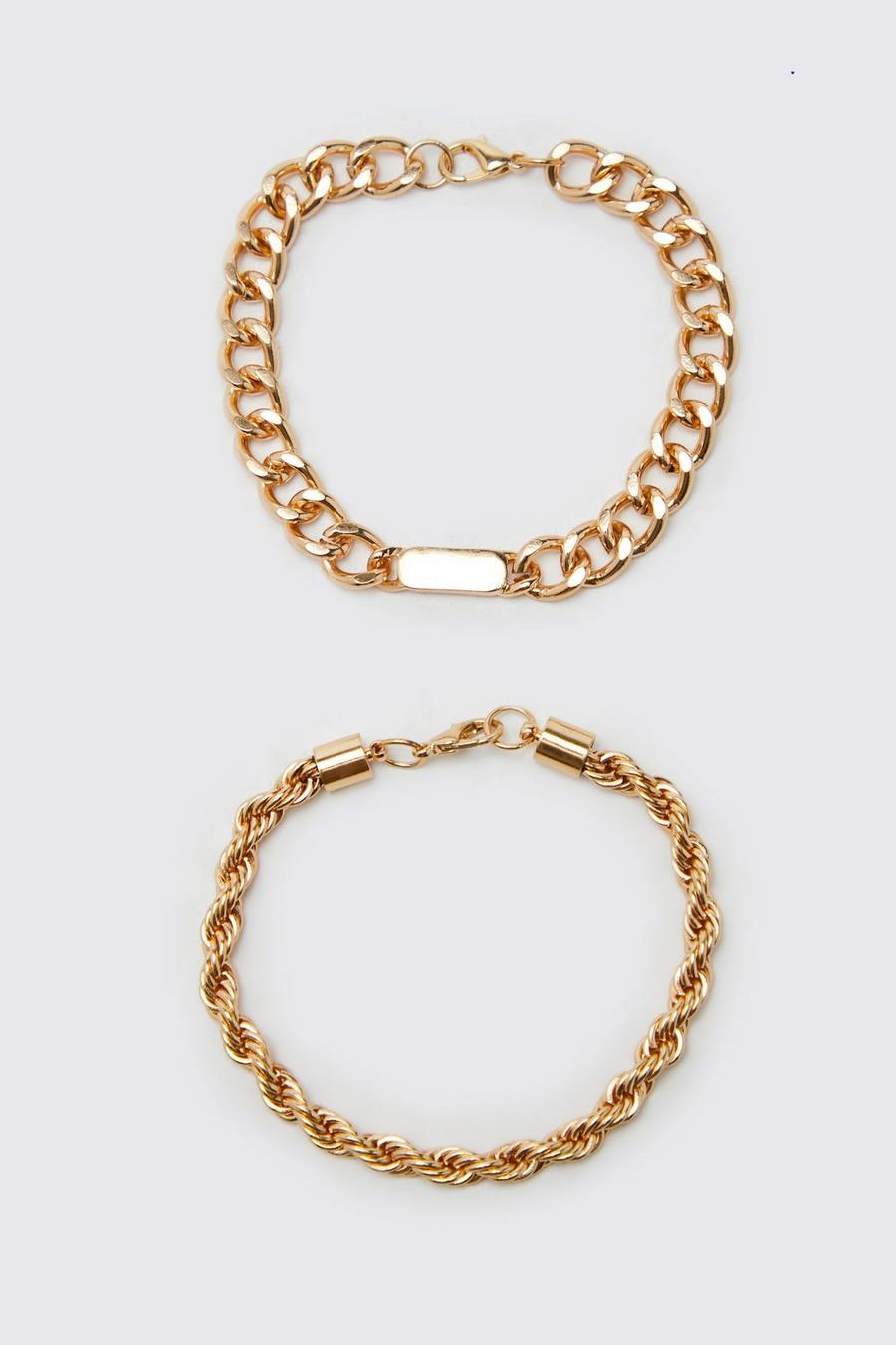 Gold 2 Pack Chain Bracelets image number 1