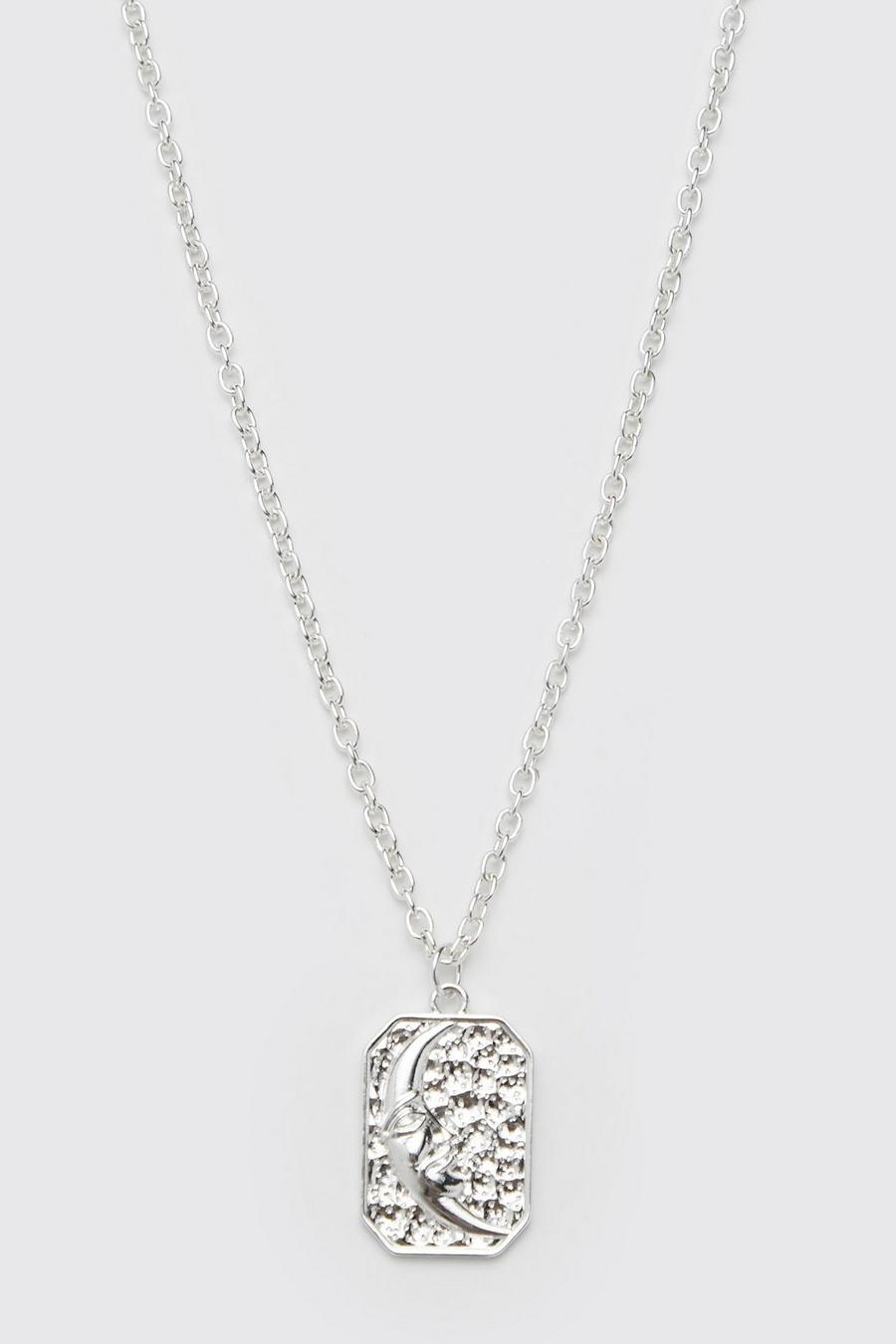 Silver argent Moon Pendant Necklace
