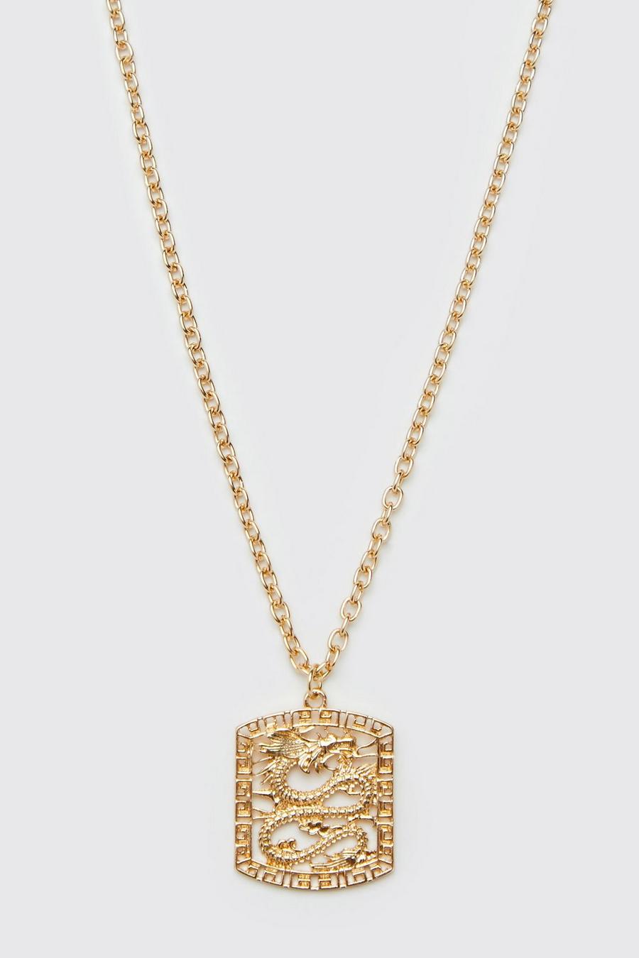 Collana a catena con pendente a forma di drago, Gold metallizzato
