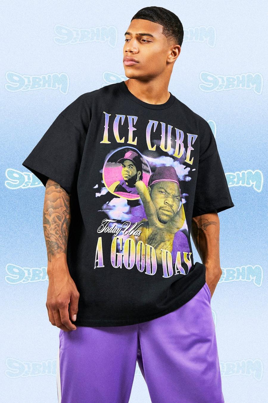 שחור nero טישרט אוברסייז עם מיתוג וינטג' של Ice Cube image number 1