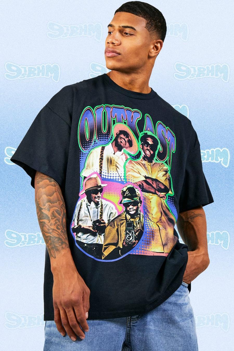 Black negro Oversized Vintage Outcast License T-shirt image number 1